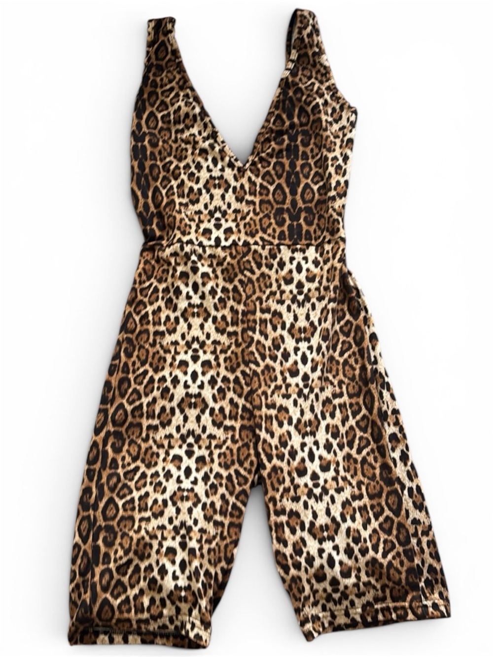 Leopard Print One-Piece Romper - Brown